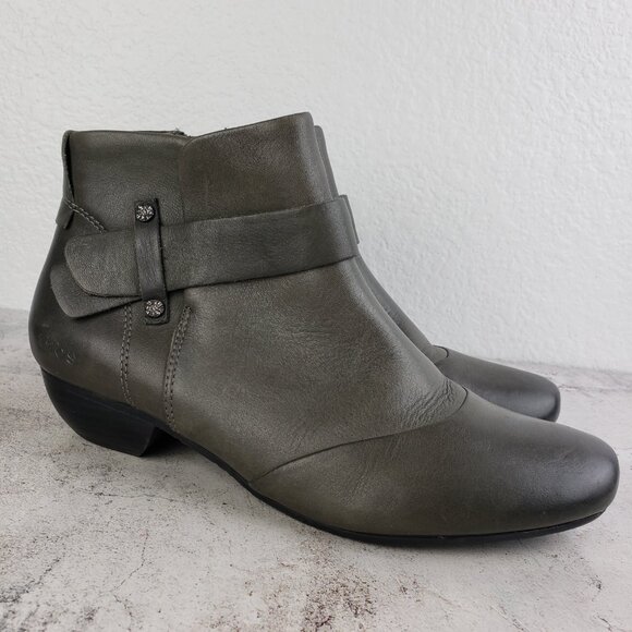 TAOS Ankle Booties Leather Side Zip Comfort Shoes Gray size 9 EU 40 Lagenlook - Picture 3 of 16